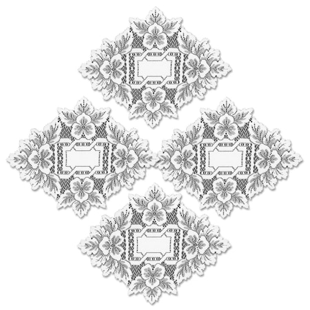 Heritage Lace 12 x 9 in. Heirloom Doily - White - Set of 4 HL-1209W-S